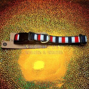 ELLEN DEGENERES DOG COLLAR Medium red white blue stripe patriotic USA France NEW